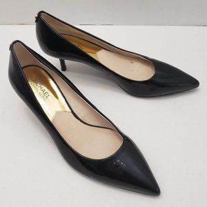 Michael Kors Womens Patent Black Kitten Heel Pointy Toe Dress Shoes 8.5